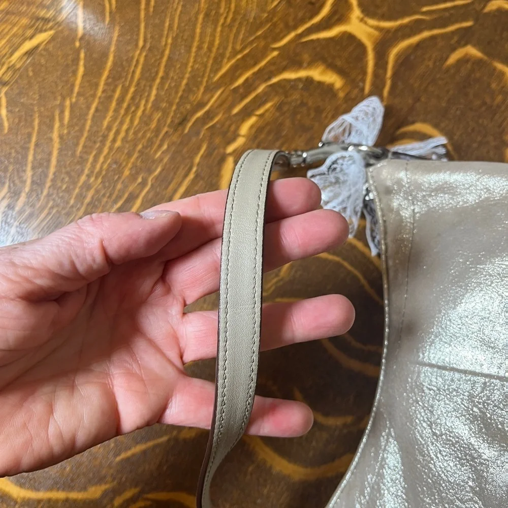 Coach Shimmer Finish Tan Leather Mini Shoulder Bag - Picture 9 of 11